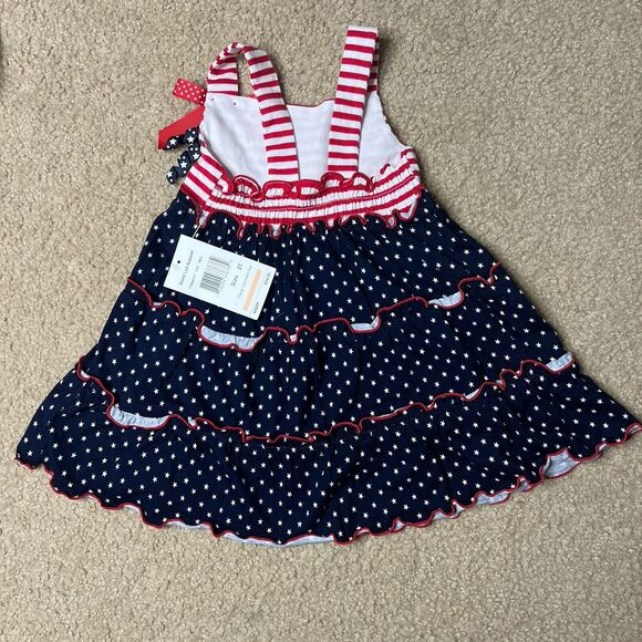 Girls 2T Patriotic Dress Stars And Stripes Sleeveless Summer Red White Blue - Picture 3 of 5